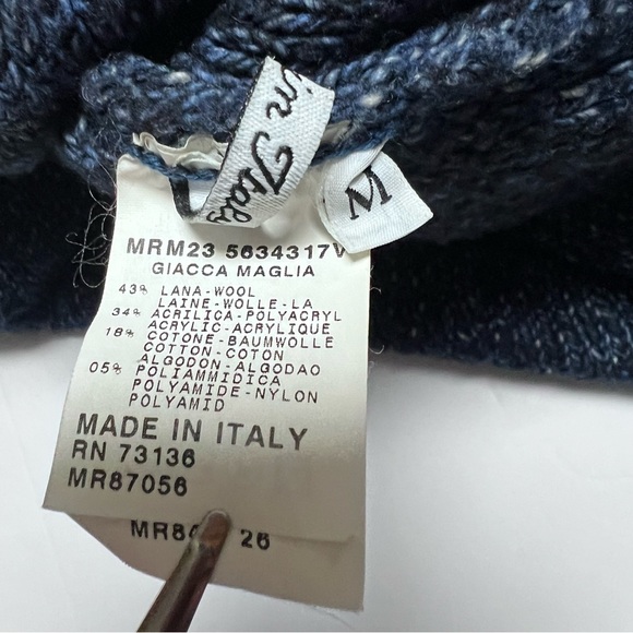 MARINA RINALDI Giacca Maglia Wool Blend Blue Knit Sweater Plus Size Medium (14) - Picture 3 of 12